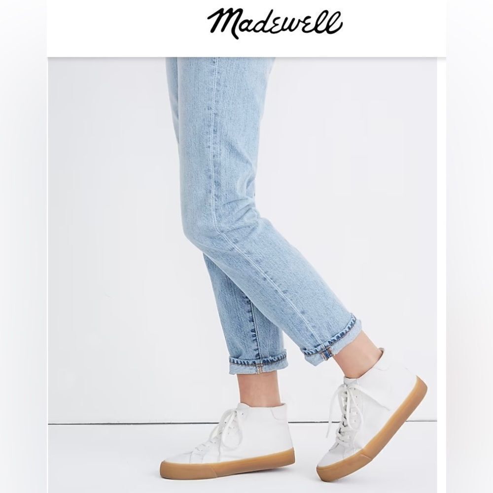 NEW Madewell sidewalk off white high top sneakers In recycled canvas 8